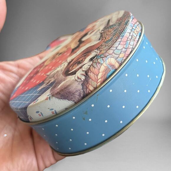 Vintage Puppy & Kitten Coaster Tin Cork 6 Coasters Cottage Animal Dog Cat Polka - Picture 8 of 9